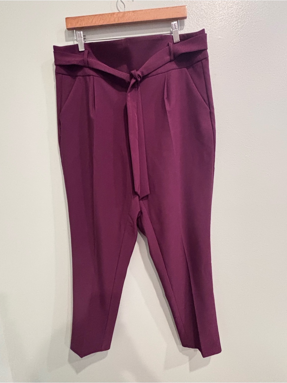 Torrid 12 Women’s Tie-Waist Tapered Pants - Plum